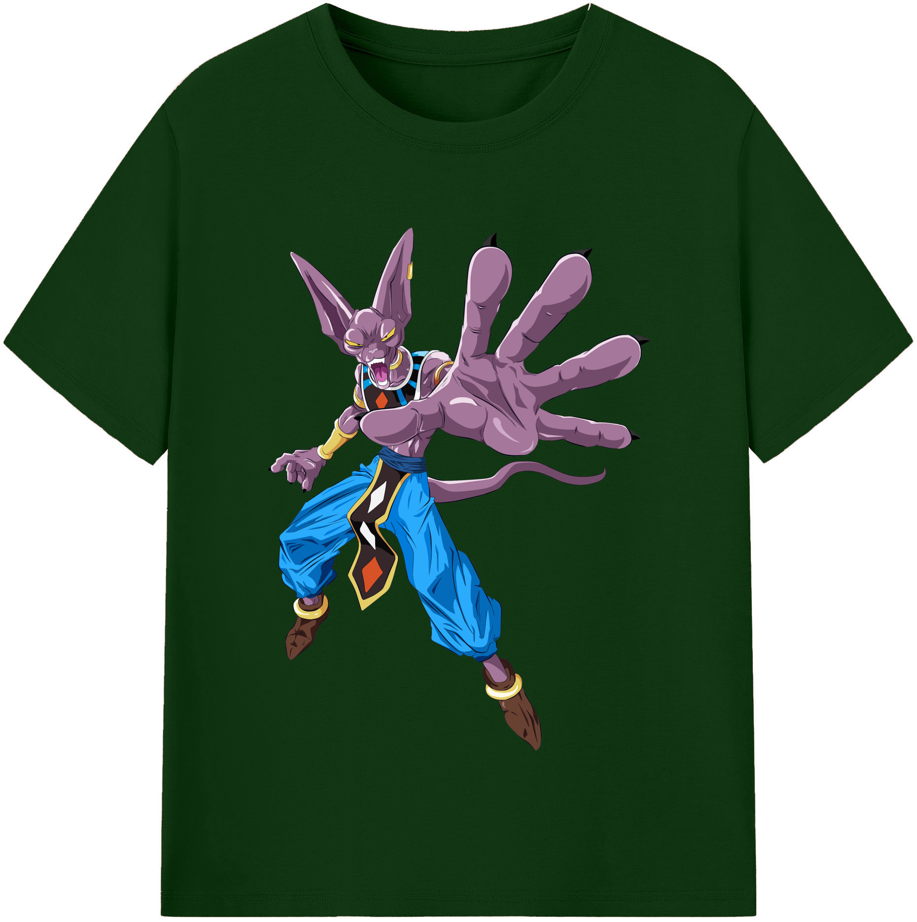 （画像用） ドラゴンボール ビルス 破壊神ビルス DRAGON BALL Beerus Birusu 綿100％半袖Tシャツ（フロントプリント）